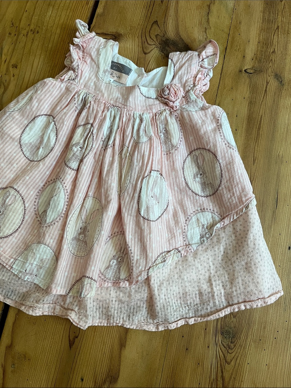 Pastourelle by PIPPA & JULIE 6-9M Pink Easter Dress Rabbit Framed Profiles